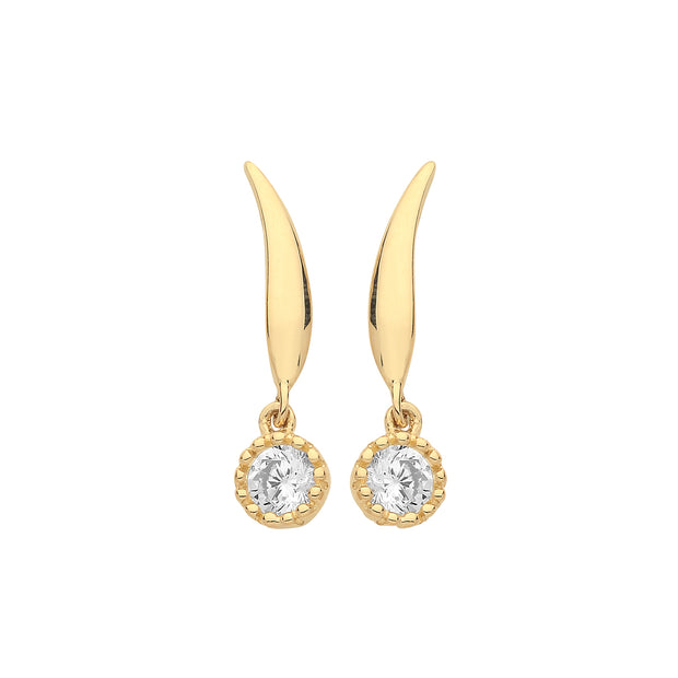 9K Yellow Gold Drop Earrings