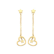 9K Yellow Gold Heart & Star Drop Earrings