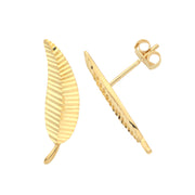 9K Yellow Gold Leaf Climber Stud Earrings