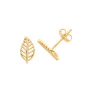 9K Gold Leaf Stud Earrings | Charmé