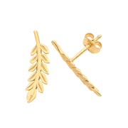9K Gold Leaf Climber Stud Earrings