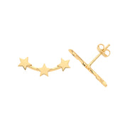9K Gold 3 Star Stud Earrings | Charmé