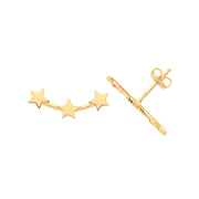 9K Gold 3 Star Stud Earrings