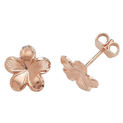 9K Rose Gold Flower Stud Earrings