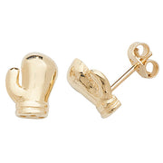 9K Yellow Gold Boxing Gloves Stud Earrings