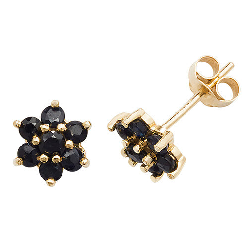 9K Yellow Gold Sapphire Stud Earrings