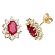 9K Yellow Gold Ruby Stud Earrings