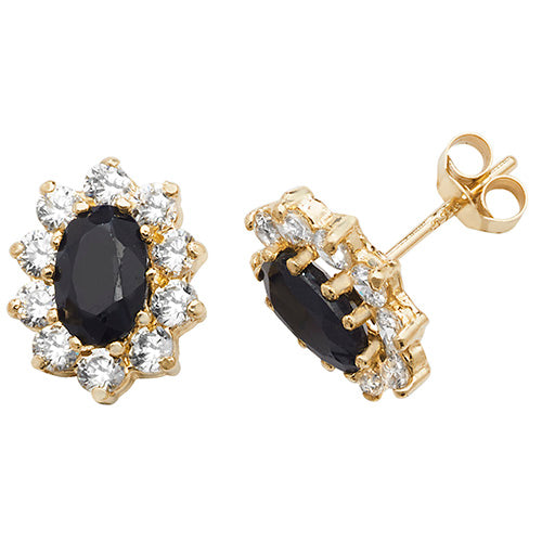 9K Yellow Gold Sapphire Stud Earrings