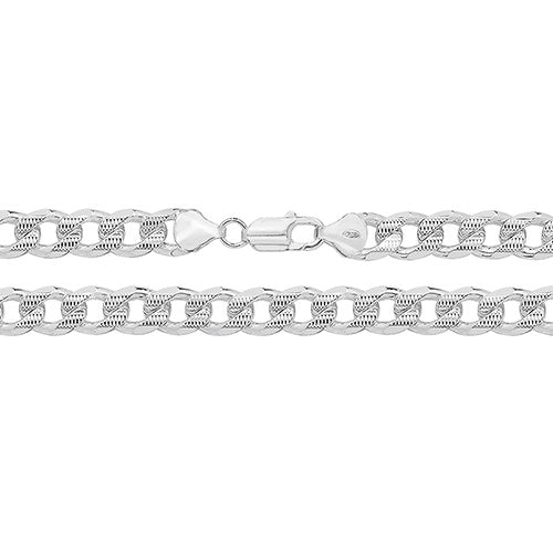 Silver Curb Pave Chain