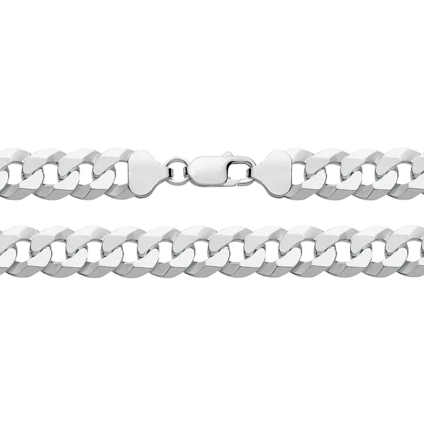 Silver Flat Bevelled Curb Chain