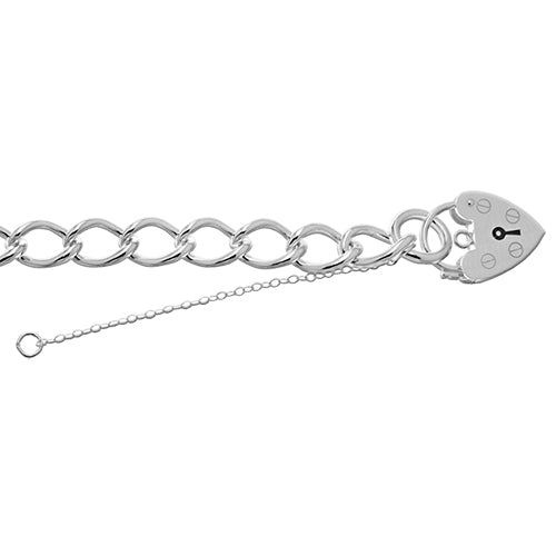 Silver Ladies' Charm Bracelet With Heart Padlock