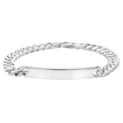 Silver Mens' Curb Bombe ID Bracelet