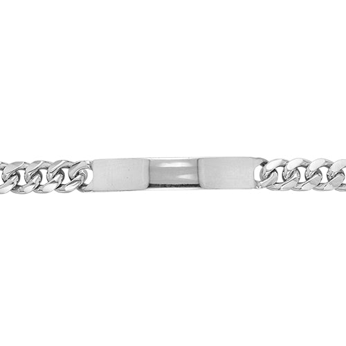 Silver Mens' Curb Bombe ID Bracelet