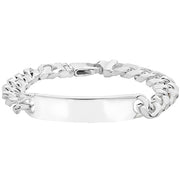 Silver Mens' Curb Bombe ID Bracelet