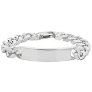 Silver Mens' Curb Bombe ID Bracelet