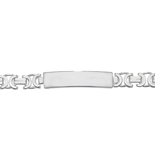 Silver Mens' Flat Byzantine ID Bracelet