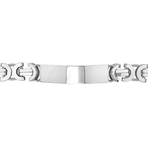 Silver Mens' Flat Byzantine ID Bracelet