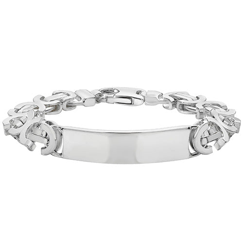 Silver Mens' Flat Byzantine ID Bracelet