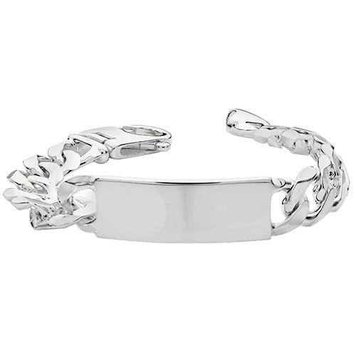 Silver Mens' Heavy Curb ID Bracelet