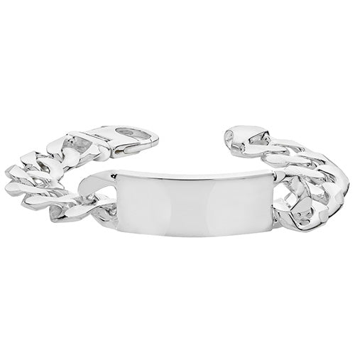 Silver Mens' Heavy Curb ID Bracelet