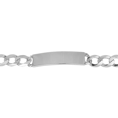 Silver Mens' Flat Open Curb ID Bracelet