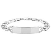 Silver Mens' Flat Open Curb ID Bracelet