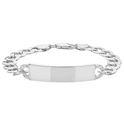 Silver Mens' Flat Open Curb ID Bracelet