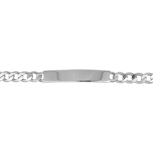 Silver Mens' Curb Pave ID Bracelet