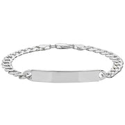 Silver Mens' Curb Pave ID Bracelet