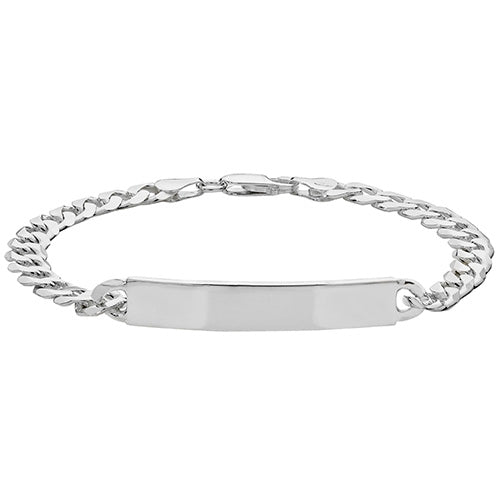 Silver Mens' Curb Pave ID Bracelet