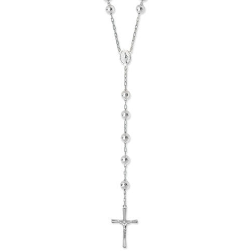 Silver Rosary Bead Necklace
