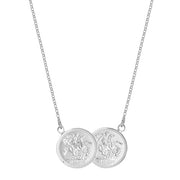 Silver Ladies' Half Double Sovereign Coin PatternNecklace