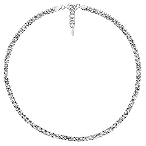 Silver Ladies' Rhodium Plated Watch Link Necklace