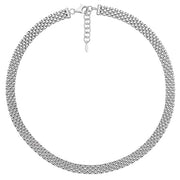 Silver Ladies' Rhodium Plated Watch Link Necklace