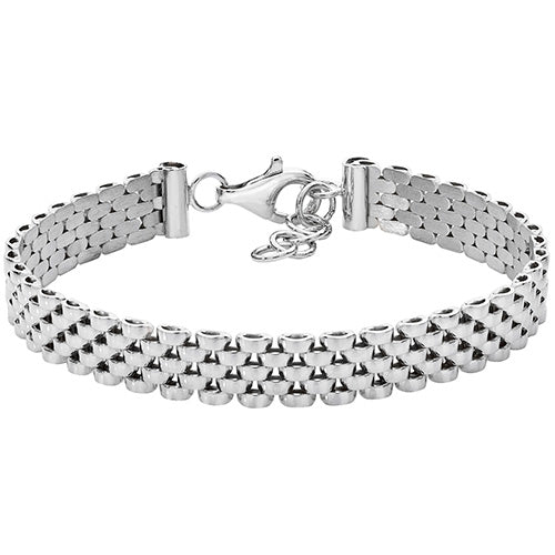 Silver Ladies' Rhodium Plated Watch Link Bracelet