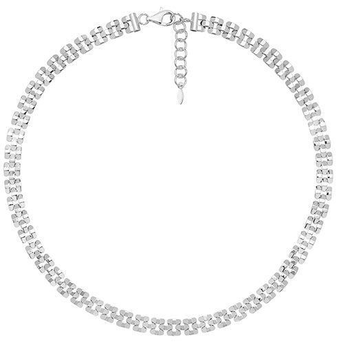 Silver Ladies' Rhodium Plated Watch Link Necklace