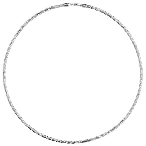 Silver Ladies' Rhodium Plated Plaited Necklace