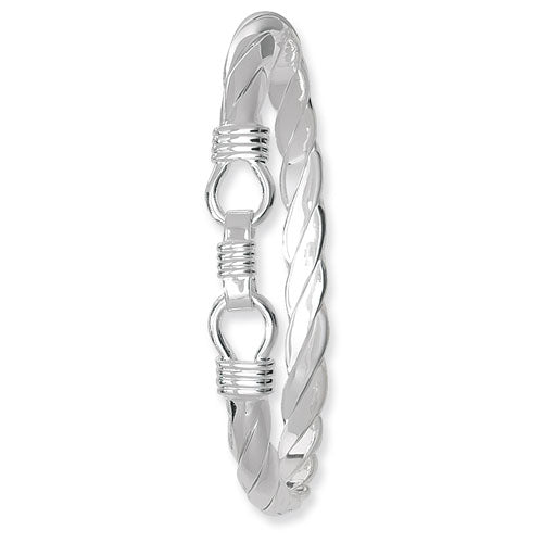 Silver Ladies' Oval Loop Catch Twisted Bangle