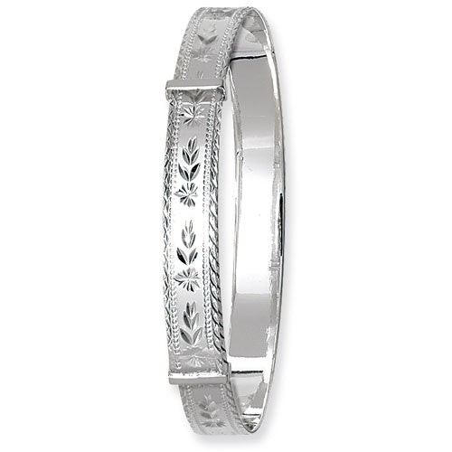 Silver Ladies' Round Dia Cut Expandable Bangle