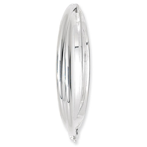 Silver Ladies' Oval Plain Double D Shape Hinged Bangle