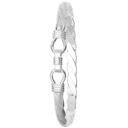 Silver Men's Oval Loop Catch Twisted Bangle