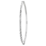 Silver Ladies' Oval Dia Cut Hinged Bangle
