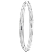 Silver Ladies' Round Multi Layer Cuff Bangle