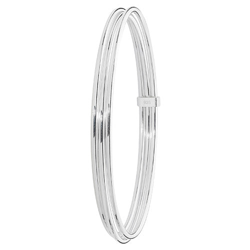 Silver Ladies' Round Multi Layer Cuff Bangle