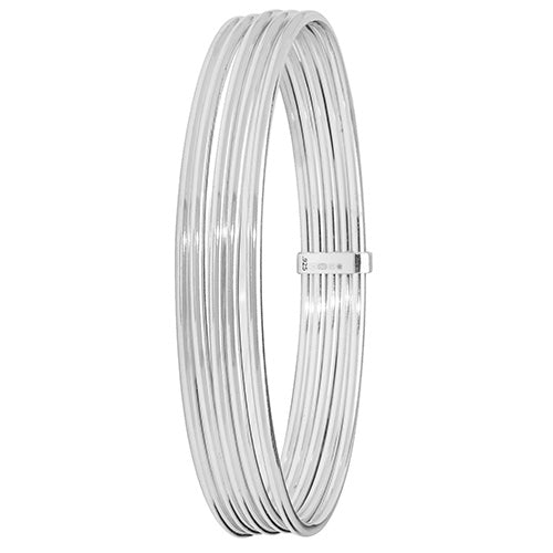 Silver Ladies' Round Multi Layer Cuff Bangle