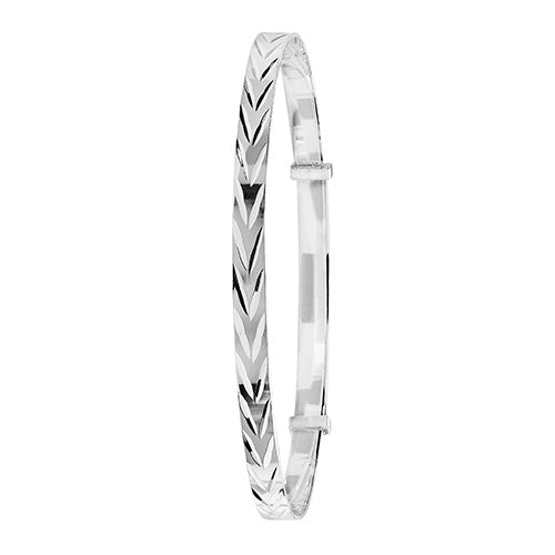 Silver Ladies' Round Dia Cut Expandable Bangle