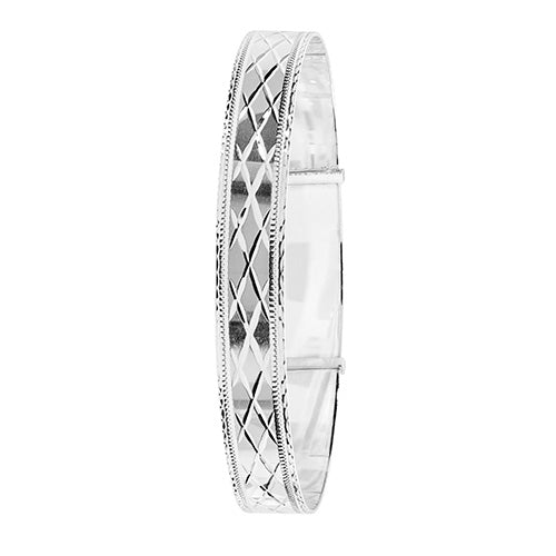 Silver Ladies' Round Dia Cut Expandable Bangle