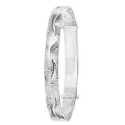 Silver Ladies' Round Dia Cut Expandable Bangle
