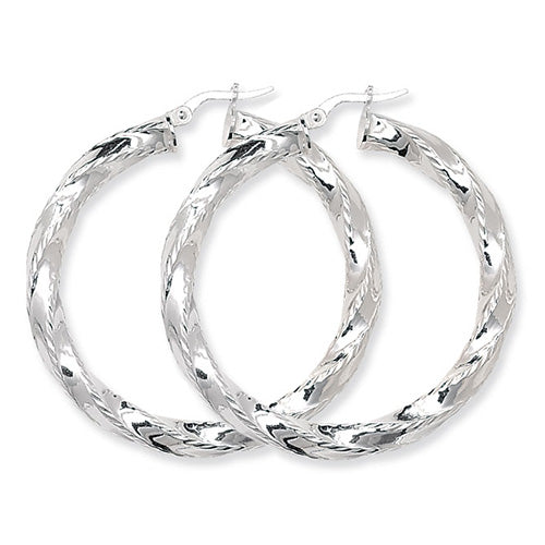 Dia Cut Twisted Hoop Earrings