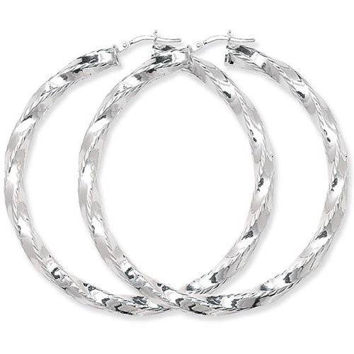 Dia Cut Twisted Hoop Earrings
